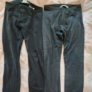H&M Girls Set of 2 Pairs Black and Grey Leggings Size 7/8